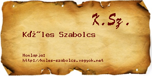 Köles Szabolcs névjegykártya